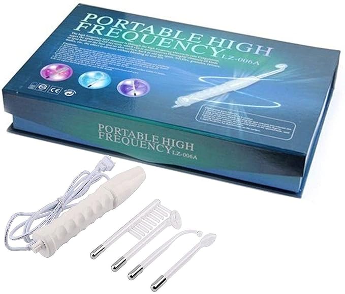Portable High Frequency Facial Machine | Portable 4-in-1 Handheld High Frequency Wand for Hair and Face | Use For Acne Spot Care, Skin Tightening, Wrinkles, Puffy Eyes & Dark Circles